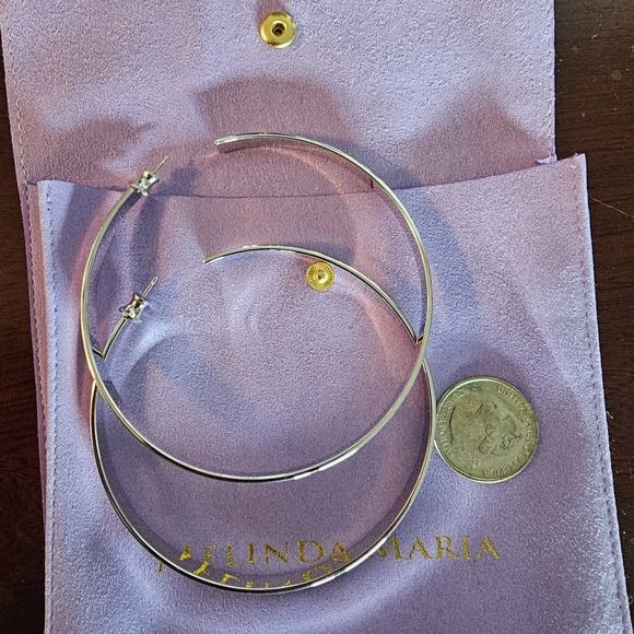 3 inch silver  hoop earrings - Picture 3 of 4